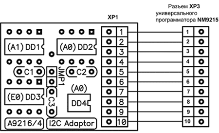 NM9216/4 - Плата-адаптер для универсального программатора NM9215 (адаптер I<sup>2</sup>C-Bus EEPROM)