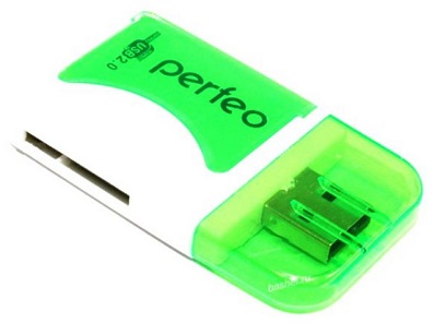 PERFEO PF-VI-R010 Green. Картридер SD, MMC, Micro SD, MS, M2. ЗЕЛЁНЫЙ