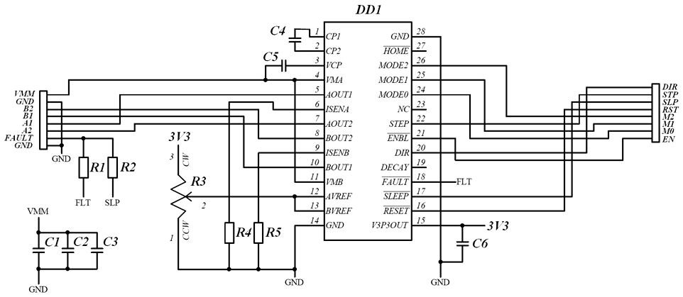 Drv8825 схема модуля