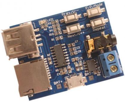 Модуль RS012. Mp3 плеер. USB+microSD до 32 ГБ