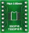 Плата печатная макетная двусторонняя для установки микросхем в корпусах: SSOP16, TSSOP16, SO16 и SO16W